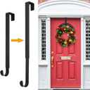 Wreath Hanger,Christmas Decorations Adjustable Wreath Hanger for Front Door Decor from 14.9-25",Over The Door Hooks Organizer 20 lbs Larger Doors Wreaths Hanger Halloween Xmas Decorations Hook (Black)