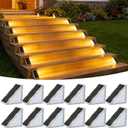 VOLISUN Solar Step Lights Outdoor Waterproof, LED Outdoor Stair Lights, Solar Step Light for Outside, Warm&Cool White Deck Light Decor for Stair,Front Porch and Patio(Gray,12 Pack)