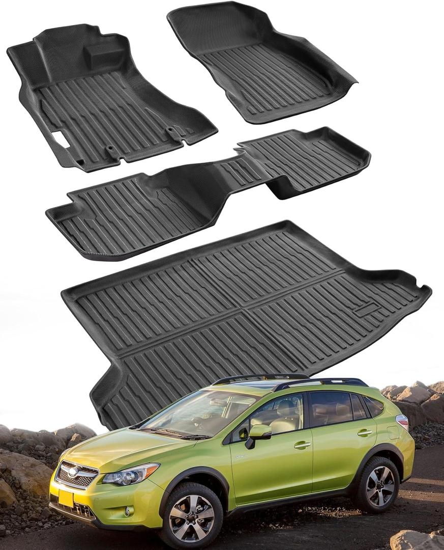 Floor Mats for Subaru Crosstrek 2016 2017, Fit for XV Crosstrek 2013 2014 2015, Custom for Impreza 2012 2013-2016, All Weather Car Accessories Floor Liners Cargo Trunk Mat for Subaru SUV Black 4PCS