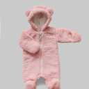 Newborn Baby Jumpsuit Hooded Fleece Rompers Long Sleeve Onesie Outwear Outfits, 0-3 months, Pink