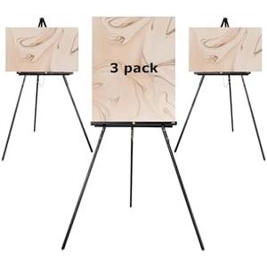 DJAR 3 Pcs 63" Wooden Easel Stand for Sign, Dual-use Adjustable Height, Wood Floor Display Easel for Wedding, Welcome Board, Poster, Picture, Photo- Black