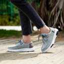 OrthoComfoot Women's Orthopedic Lace Up Shoes, Comfortable Arch Support Shoes for Plantar Fasciitis, Ultralight Walking Loafers for Heel and Foot Pain Relief (Gray)