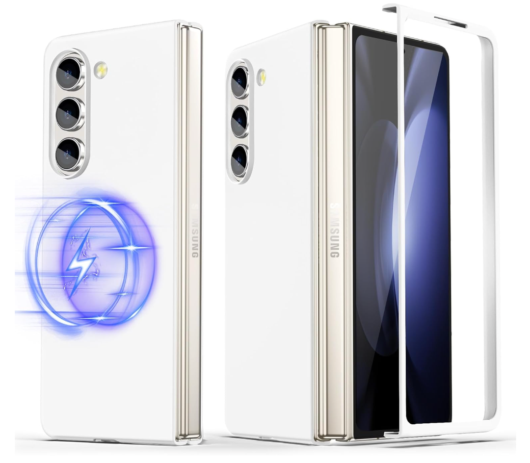 Magnetic Case for Samsung Galaxy Z Fold 6 Case Slim Fit, Luxury Thin Lightweight Matte Hard PC [Not Yellowing] Phone Cases Cover for Samsung Galaxy Z Fold 6 7.6 Inch, White(9-11)
