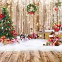 SJOLOON Wood Christmas Backdrop Snowflake Tree Photo Backdrop Xmas Background for Christmas Party Decoration Family Gathering 12590 (10x10FT)