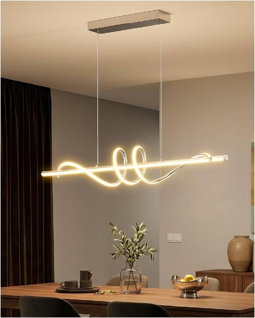 39.4in Kitchen Island Light, 3CCT & 10%-100% Dimmable Chandelier