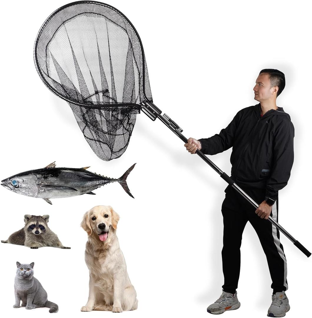 Smarkey Dog Catch Net Pole, Animal Catching Net, Wildlife Control Tool, Large Fish Landing Net for Chicken Raccoon Duck Goose Bird Skunk Bat Raccoon Guinea Fowl Feral Cat Pigeon Tuna Goat - Heavy Duty