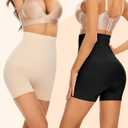 Womens Seamless Shaping Boyshorts Panties, High Waisted Shapewear for Women Tummy Control Shorts for Under Dresses (Beige, L)