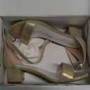 Girls High Heels Sandal for Girls Open Toe Ankle Buckle Strap Dress Shoes for Little Big Kids in Wedding Party Block Chunky Pump Sandals (Honorable Pearl Gold), Size 2