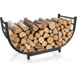facka Curved Firewood Rack, 30 Inch Indoor Outdoor Log Firewood Holder, Metal Fireplace Wood Storage, Waterproof & Rustproof
