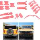 21PCS Full Set Exterior Trim Kit Fit for 2021-2026 Ford Bronco 2/4 Door, Exterior Door Handle Bowl Front Wiper Tailgate Window Engine Hood Hinge Cover(Pink)