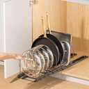 Pots and Pans Organizer for under Cabinet, Pull out Pan Organizers inside Cabinet for Kitchen Cabinet Organizers and Storage with Adjustable Dividers and Handled Divider