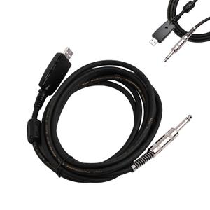 USB to 6.35mm Instrument Cable 2.8m, 16bit 48kHz Guitar Link Cable for PC Laptop, Plug and Play No Driver Needed, for Electric Guitar Bass Recording Practice with Recording Software