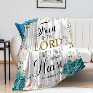 Christian Gifts for Women Inspirational Religious Blanket Bible Verse Scripture Prayer Throw Blanket Soft Flannel Healing Blanket 60"X50" (God 1)
