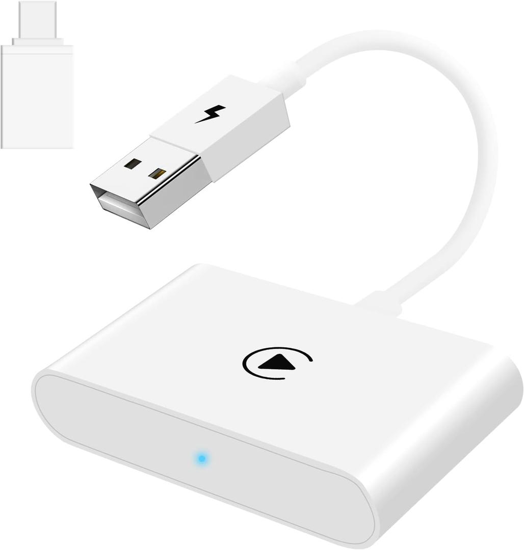 Wireless Carplay Adapter for Apple Carplay Wireless Adapter Convert Wired to Wireless CarPlay Dongle for Wireless Control Plug & Play Fit for Cars from 2015 for iPhone, White