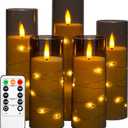 Da by Flameless Candle Light, Battery Candle with recessed String Light, 5 flameless Candles with 11-Key Remote Control, 24-Hour Timer Function, Dancing Flame, (no Battery)