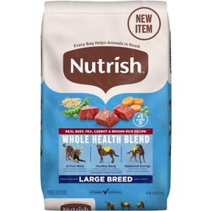 Nutrish Large Breed Real Beef, Pea, Carrot & Brown Rice Recipe Whole Health Blend Dry Dog Food, 28 lb. Bag (Rachael Ray) (EXP 11/01/26)