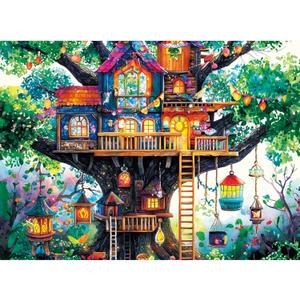 500 Piece Puzzle for Adult,Fantastical Treehouse Escape Puzzle for Adult Senior,Colorful Whimsical Art Style Jigsaw Puzzle 500 Piece,Challenging Family Game Gift for Friends Men Women Senior,20.5*15In