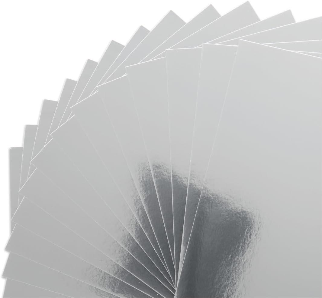 60 Sheets Silver Mirror Cardstock Paper ,8.5x11 (250 GSM), Metallic Finish Silver Foil Board for Crafting, Invitations & Decorations Die Cut and Plotter Compatible