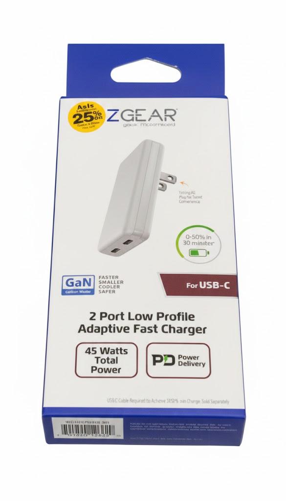 ZGEAR 2 Port Low Profile Adapter Fast Charger