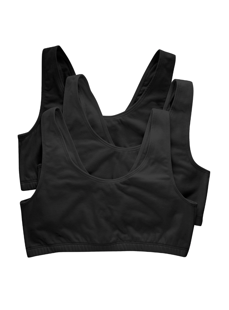 Hanes Women's Pack, Cotton Scoopneck Bralette, Low-Impact Sports Bra, 3-Pack, size Medium