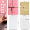 OMEYA Leather Journal Notebook, Refillable Writing Journal Diary Planner, Gifts For Women,Men, Girls, Sister, Friends (Pink, A5-9.3''6.3'')
