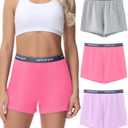 wirarpa Women's Cotton Sleep Shorts Comfywear Lounge Pajama Shorts 3 Pack (Medium, Heather Gray/Red/Light Purple)