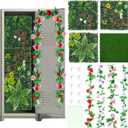 20 Pcs Locker Decoration Kit, Fake Grass Decor for DIY Locker, Artificial Grass Wall Panel Rug, Vines Decor, Hooks, Back to School Essentials (Flower)