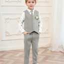 SANMIO Toddler Boys Suits Clothes Dress Boys Gentleman Wedding Suit Outfits 6-Piece Vest Pants Set for 2-12 Years