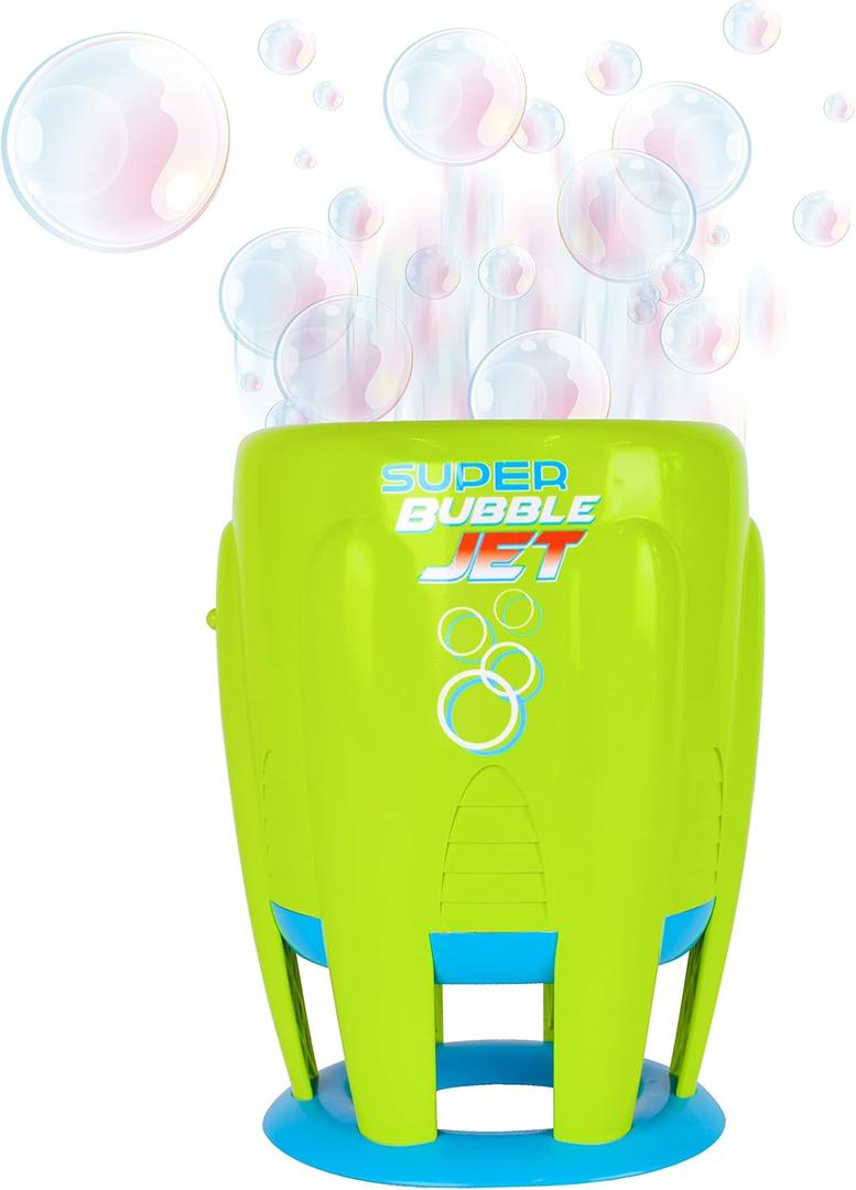 Maxx Bubbles Super Bubble Jet, Portable Automatic Bubble Machine for Kids, High Output Outdoor Fun Toy with Bubble Solution Included, Green