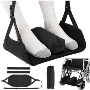 2 Kit Wheelchair Footrest Hammock with Storage Pouch, Adjustable Leg Rest Footrest Hammock, Portable Hanging Foot Sling Replacement for Airplane Wheelchair Essential Accessories