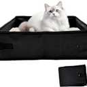 Foldable Travel Litter Box for Cats, Portable Cat Litter Box Waterproof, 15.75 * 11.82 * 3.94 Inches, Traveling & Camping Cat Supplies