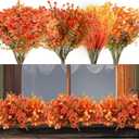Daifunli 30 Bundles Artificial Fall Mums Flower for Outdoor Fall Decorations Fake Daisy Faux Silk UV Resistant Look Real No Fade for Gardens Porch Fireplace Patio Home Indoor Autumn Thanksgiving Decor