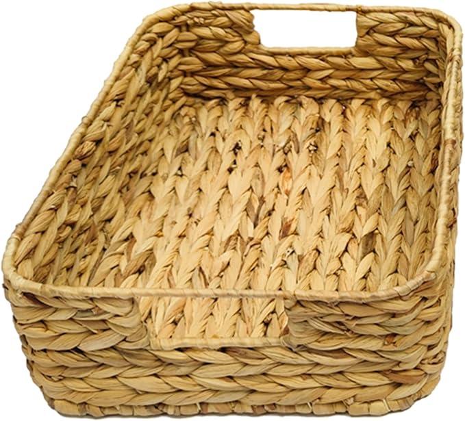 Wicker Baskets for Storage - Water Hyacinth Storage Baskets - Bathroom Storage Organizer - Bedroom Set – Medium Rattan Basket - Wick Baskets Storage - Wicker Basket Shelves - Laundry Basket by Mobyli