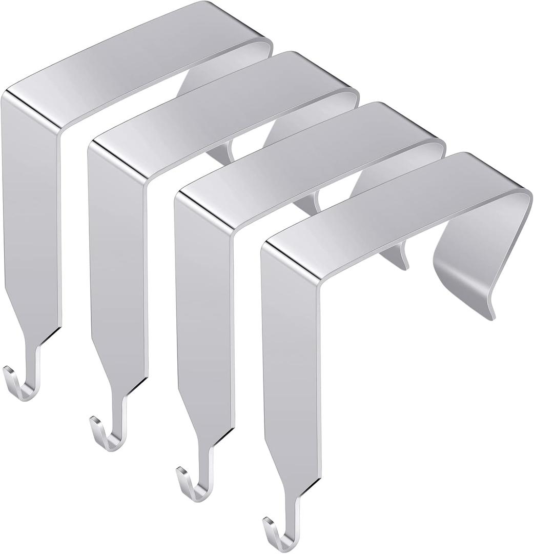 Funrous Over the Door Hook Panel Wall Metal Cubicle Picture Over Door Hanger for Clothing Mirror Hooks Office Cubicle Whiteboard Hanger(Silver, 4 Pieces)