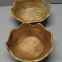 Mela Artisans 12 & 10 Scalloped Mango Wood Bowls Set of 2 Wooden Salad Bowl Set, Wooden Fruit Basket for Kitchen & Table Display