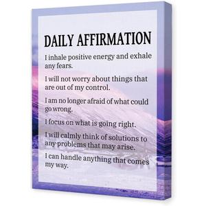 Daily Affirmation Wall Art,Inspirational Wall Decor for Office,Motivational Canvas Wall Art for Office Purple