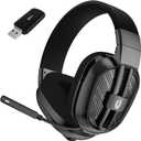 Jeecoo 2.4GHz Wireless Gaming Headset with Microphone for PC PS5 PS4, Bluetooth 5.3 Gaming Headphones with Noise Canceling Mic for Laptop, Mobile, Mac, Stereo Sound, 50+Hr Battery, Low Latency (Black)