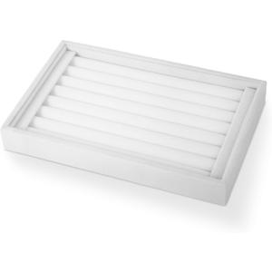 Velvet 7 Slots Ring Earrings Trays Showcase Display Jewelry Organizer (White)