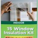 Duck Brand Winter Window Insulation Kit – Window Seal Rolled Shrink Film Covers Up to 15 3’ x 5’ Windows – Window Tape Included – Easy Indoor Installation - Clear - 15-Pack (288069)