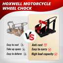 HOXWELL Heavy Duty Steel Motorcycle Wheel Chock,1800 lbs Capacity Wheel Cradle Holder,Motorcycle Front Wheel Stand with 3 Adjustable Height Holes,Easy to Carry and Move Suit for Dirt Bike,Motorcycles