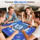 Mahjong Mat for Table with Carrying Bag, 32.4" x 32.4" Non-Slip Neoprene Mahjong Mat with Rules, Noise-Reducing Gaming Mat for Mahjong, Poker, Cards, Board and Tile Games - Blue
