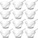 Sawysine 24 Pcs Plastic Clear Serving Bowls with Kitchen Plastic Scoops Salad Serving Bowls Popcorn Scoops Angled Candy Container for Salad Cooking Parties, 210 ml