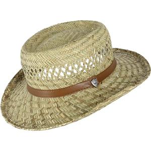 Rush Straw Gambler Hat with Wide Brim, Large