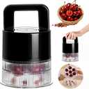 Cherry Pitter Tool - 7-in-1 Multiple Cherry Corer with 1.5" Extra Large Slots for Jumbo Cherries, Olive Pitter, Transparent Pit Container, Dishwasher Safe, Anti-Splash Design