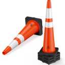 RoadHero 5 Pack 36 Inch Large Traffic Cones with Heavy Black Base, Orange Safety Cone with Reflective Collar for Parking Lot, Construction Work, Road Safety