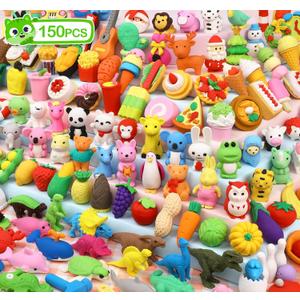 150 Pack Animal Erasers for Kids Bulk Pull Apart 3D Puzzle Erasers Treasure Box Toys for Classroom Rewards and Prizes Class Treasure Box Kids Party Favors Back to School Supplies Gift