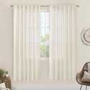 LAMIT Natural Linen Semi Sheer Curtains 78 Inch for Bedroom, Light Filtering Neutral Window Curtains Farmhouse Boho Back Tab and Rod Pocket Panels, Natural Cream Ivory, 2 Panels, 52 x 78 Inch