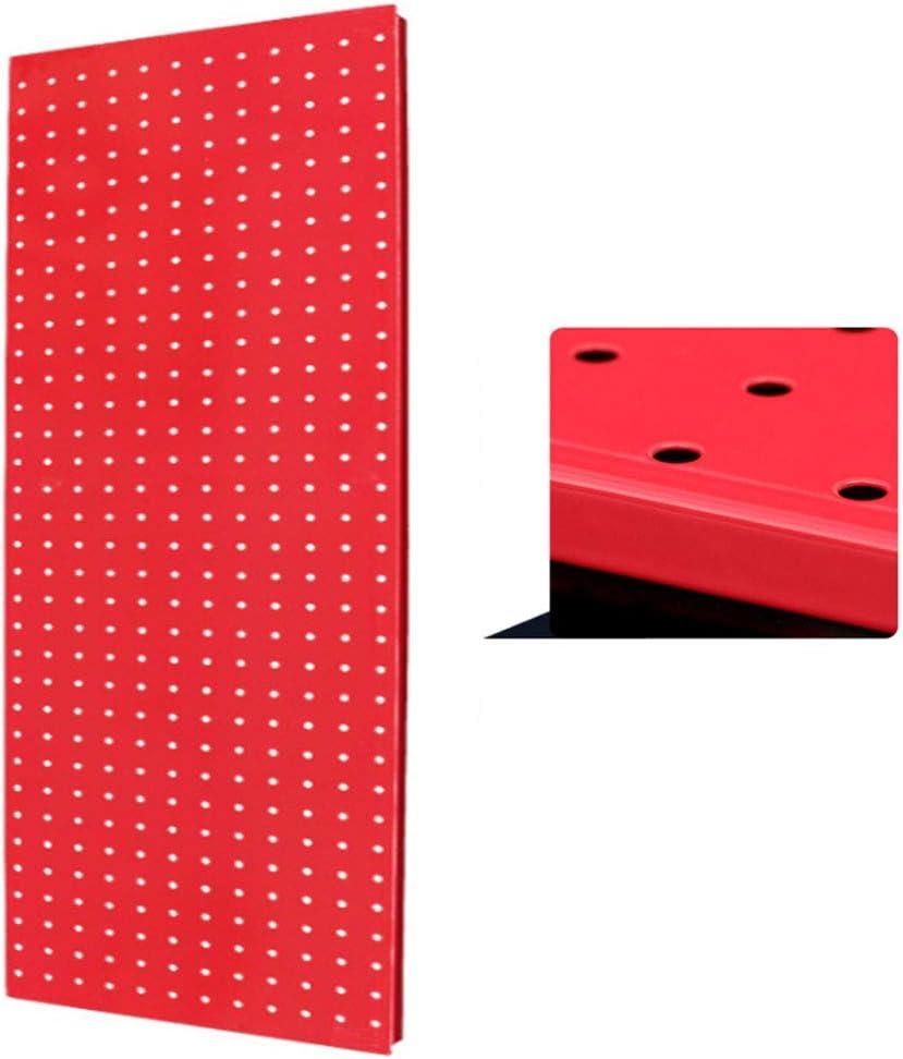 Wooden Pegboard, Heavy Duty Metal Pegboard Panel with Shelf Garage Wall Mount Tool Organizer for Home Office Shed Workshop DIY Garage Storage System Craft Organizer 1mm Thickness Red 88x30cm