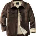 Men's Polar Fleece Warm Sherpa Lined Shirt Jacket for Men Thick Button Down Jacket with Multi Pockets (Brown, XL)