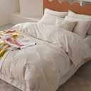 Double Stitch 100% Organic Cotton Duvet Cover - Soft 3 Piece Bedding Set Queen Size, 300 TC Luxury Hotel Sateen Weave, GOTS Certified Long Staple Cotton, Made in India, Oat